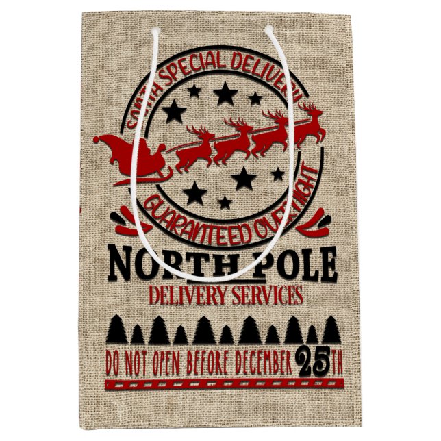 Niedlicher Offizieller Santa Sack GIFT BAG Mittlere Geschenktüte (Vorderseite)