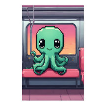 Niedlicher Oktopus auf einer Sunset-U-Bahn-Fahrt