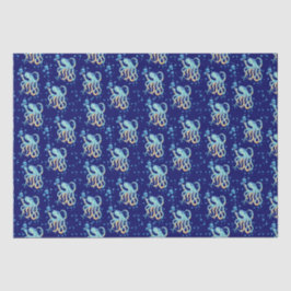Niedlicher Oktopus Blaue Blase Navy Seidenpapier