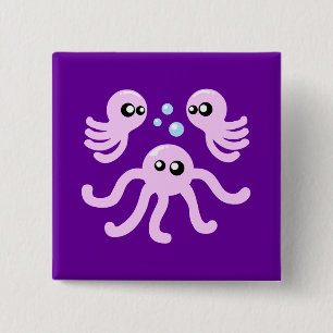 Niedlicher Oktopus Button