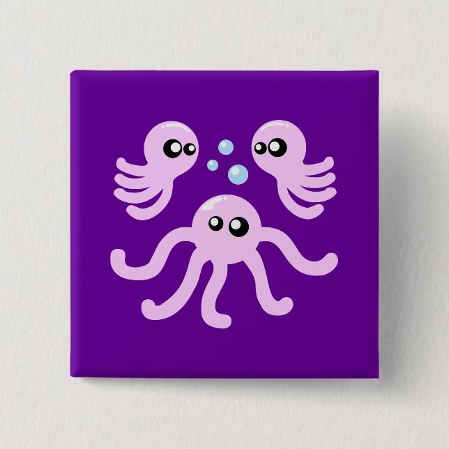 Niedlicher Oktopus Button (Vorderseite)