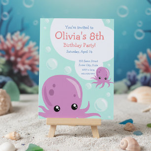 Niedlicher Oktopus Einladung zum Geburtstag