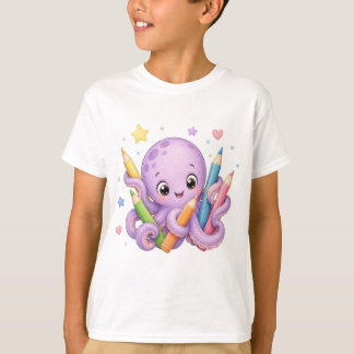 Niedlicher Oktopus hält Buntstifte T-Shirt