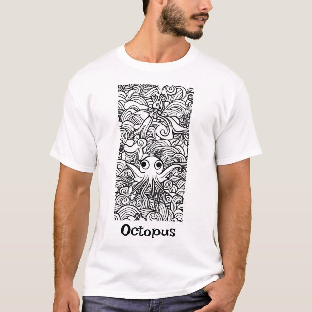 Niedlicher Oktopus in Meeresalgen T-Shirt (Vorderseite)