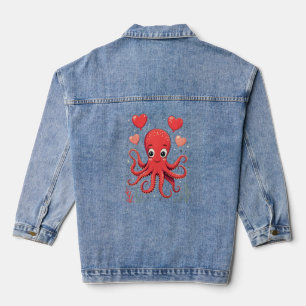 Niedlicher Oktopus mit Herzballons Jeansjacke