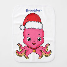 Niedlicher Oktopus mit Weihnachtshut Cartoon