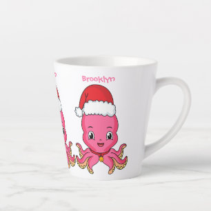 Niedlicher Oktopus mit Weihnachtshut Cartoon Milchtasse