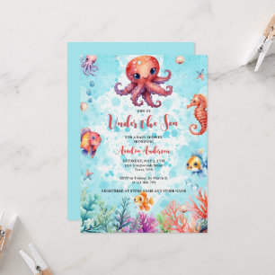 Niedlicher Oktopus unter der Babydusche der Meeres Einladung