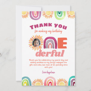 Niedlicher ONEderful Rainbow erster Geburtstag Dankeskarte