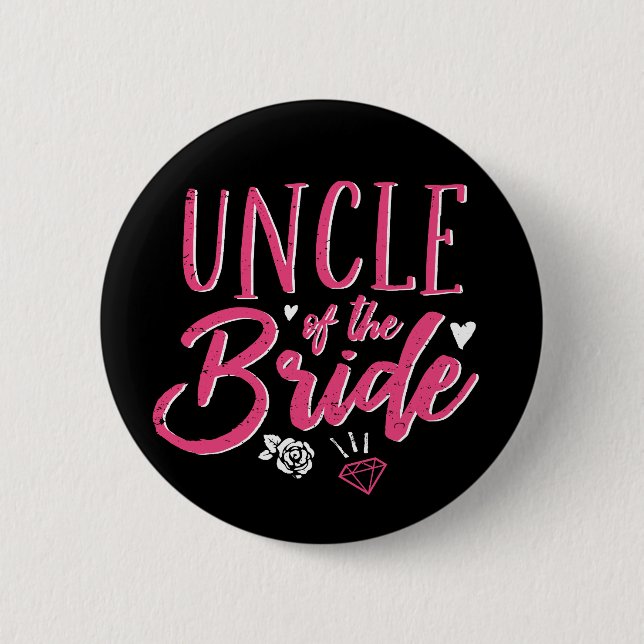 Niedlicher Onkel der Bride Pink-Kalligraphie-Schri Button (Vorderseite)