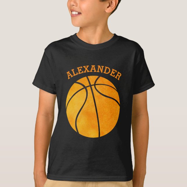 Niedlicher orange Basketball-personalisierter T-Shirt (Vorderseite)