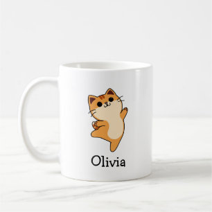 Niedlicher Orange Cat Individuelle Name Kaffeetasse