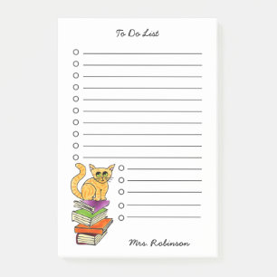 Niedlicher Orange Cat Teacher zu tun Liste von Wei Post-it Klebezettel