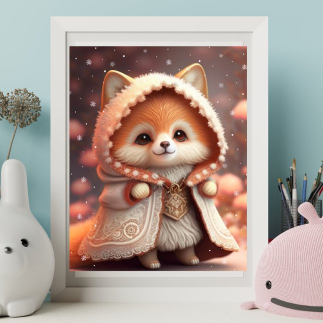 Niedlicher Orange Fox in einem Gewand Art Kinderzi Poster (Von Creator hochgeladen)