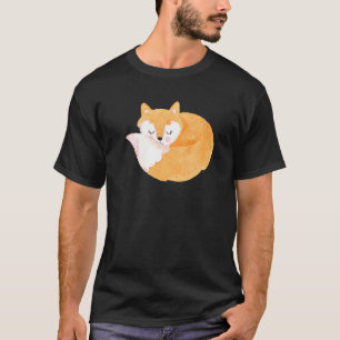 Niedlicher Orange Fox Vintage Aquarellfärbung Tier T-Shirt