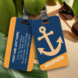 Niedlicher Orange Polka Dot Anchor mit Individuell Gepäckanhänger<br><div class="desc">Ein trendiges und elegantes Design mit Punkten und prächtigen Farben sowie einem Bereich,  in dem Sie Ihren Namen oder Ihre Monogramm hinzufügen können.</div>