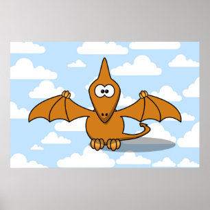 Niedlicher Orange PterodactylCartoon Poster