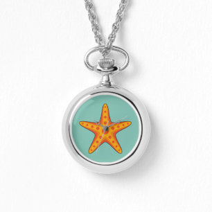 Niedlicher Orange Starfish Cartoon Armbanduhr