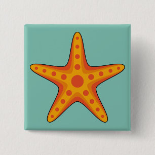Niedlicher Orange Starfish Cartoon Button