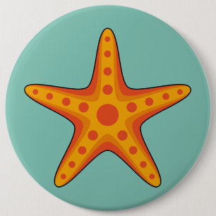 Niedlicher Orange Starfish Cartoon Button
