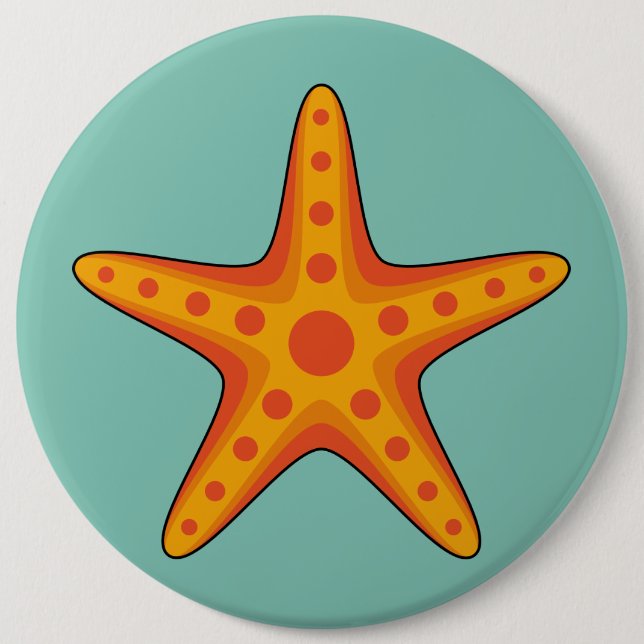 Niedlicher Orange Starfish Cartoon Button (Vorderseite)