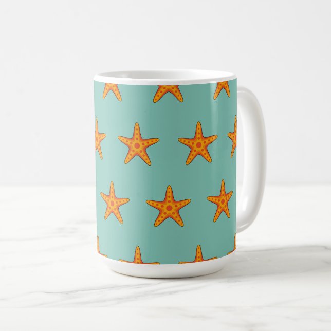 Niedlicher Orange Starfish Cartoon Kaffeetasse (VorderseiteRechts)