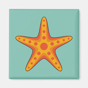 Niedlicher Orange Starfish Cartoon Magnet