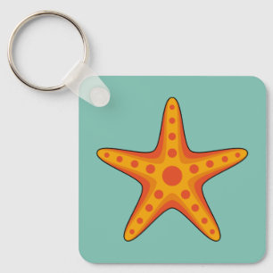 Niedlicher Orange Starfish Cartoon Schlüsselanhänger