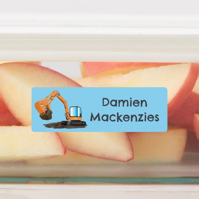 Niedlicher orangefarbener Baggergräber Cartoon per Etiketten (Befestigt)