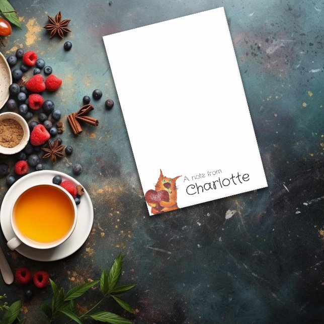 Niedlicher orangefarbener Cartoon Katzenherz Post-it Klebezettel (Von Creator hochgeladen)