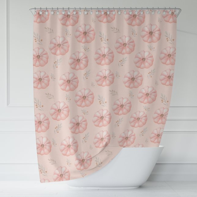 Niedlicher Orangefarbener Pumpkin Fall Duschvorhan Duschvorhang (Cute Orange Watercolor Pumpkin Fall Shower Curtain)