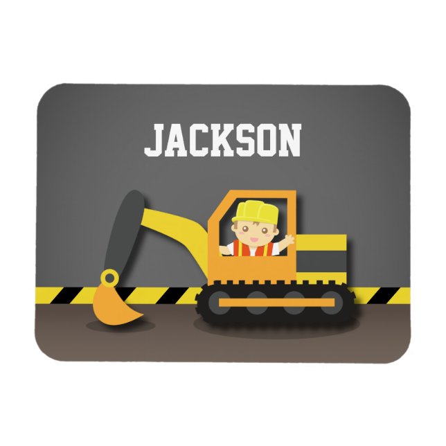 Niedlicher Orangen Baggerbaukasten Magnet (Horizontal)