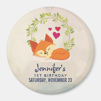 Niedlicher Orangenfox mit grünem Blätter Kranz