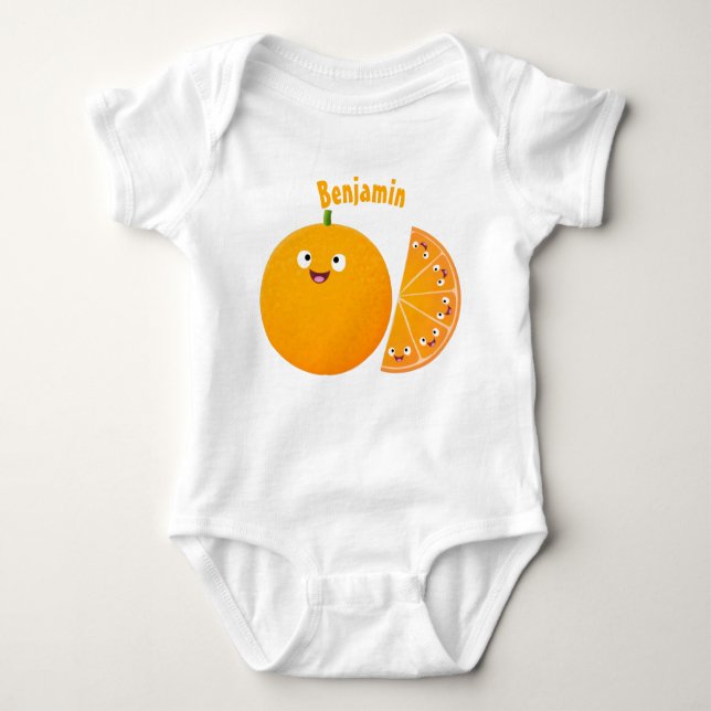 Niedlicher Orangenfrucht-Cartoon Baby Strampler (Vorderseite)