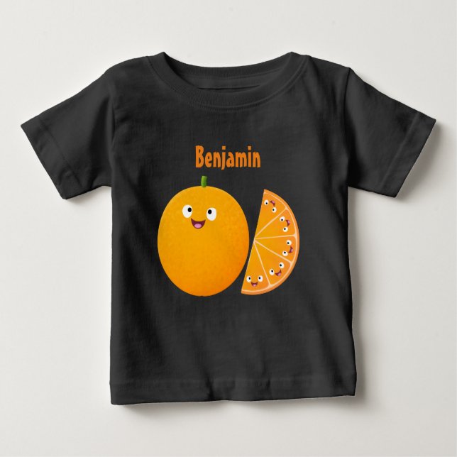 Niedlicher Orangenfrucht-Cartoon Baby T-shirt (Vorderseite)