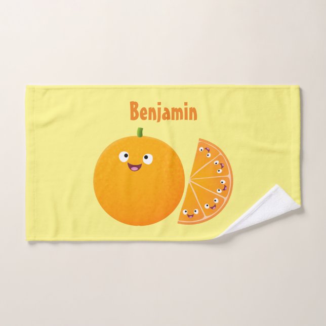 Niedlicher Orangenfrucht-Cartoon Badhandtuch Set (Handtuch)