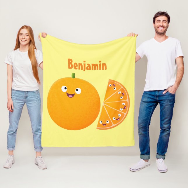 Niedlicher Orangenfrucht-Cartoon Fleecedecke (Beispiel)