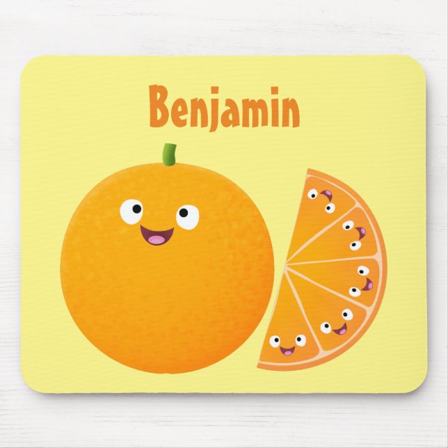 Niedlicher Orangenfrucht-Cartoon Mousepad (Vorne)