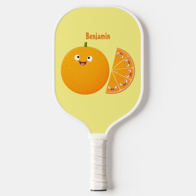Niedlicher Orangenfrucht-Cartoon Pickleball Schläger (Vorderseite)