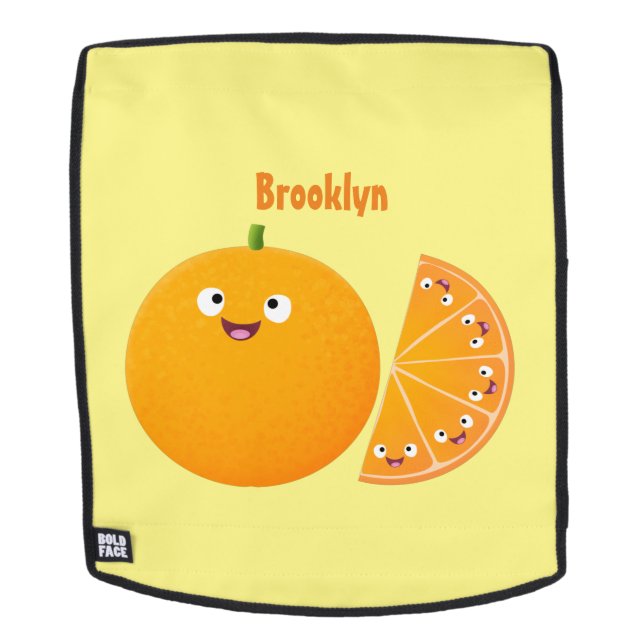 Niedlicher Orangenfrucht-Cartoon Rucksack (Abnehmbare Front)