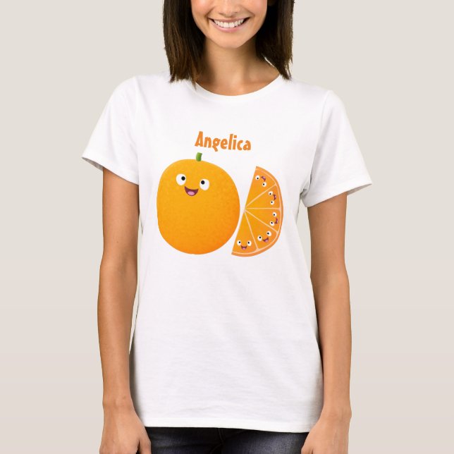 Niedlicher Orangenfrucht-Cartoon T-Shirt (Vorderseite)