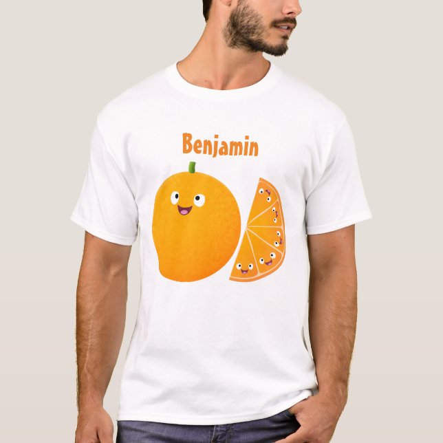 Niedlicher Orangenfrucht-Cartoon T-Shirt (Vorderseite)