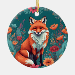 Niedlicher Orangenfuchs Keramik Ornament