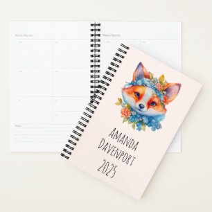 Niedlicher Orangenfuchs mit Blumenkronen Planer