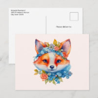 Niedlicher Orangenfuchs mit Blumenkronen