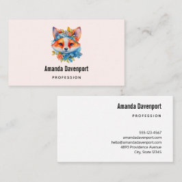 Niedlicher Orangenfuchs mit Blumenkronen Visitenkarte