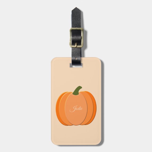 Niedlicher Orangengeschlecht-Neutraler Pumpkin-Ind Gepäckanhänger (Vorderseite vertikal)