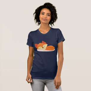 Niedlicher Oranger Cartoon Zeichnend Foxschlafen T-Shirt