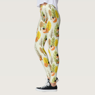 Niedlicher Oranger Fuchs Herbstbäume Wald Hipster Leggings