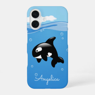 Niedlicher Orca-Wal im Ozean mit Individuelle Name iPhone 16 Hülle